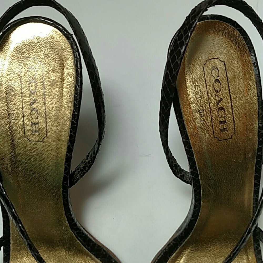 Coach Brown Snake Print Strappy Heeled Sandals - Picture 2 of 7
